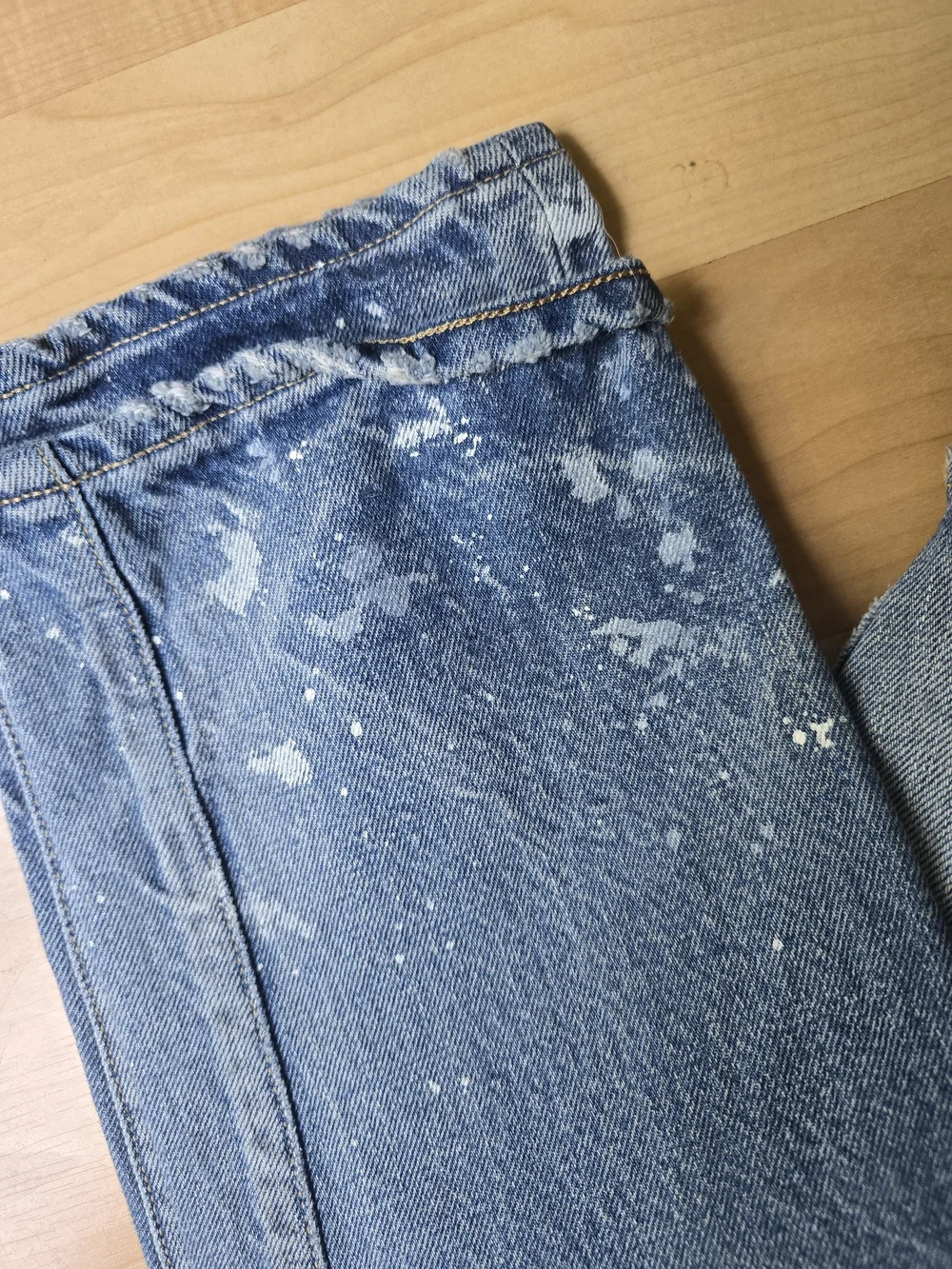 Edwin Raymon Selvedge Men's Blue Distressed Jeans with Paint Splatter Size 32